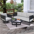 Outdoor Aluminum Patio Set With Sofa Coffee Table and Swivel Rocking Chair