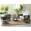 Outdoor 5 Piece Aluminum Woven Abaca Rope Patio Furniture Set - Charcoal