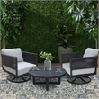 Outdoor Woven Abaca Rope Patio Set With Coffee Table and 2 Swivel Rocking Chairs