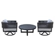 Outdoor Woven Abaca Rope Patio Set With Coffee Table and 2 Swivel Rocking Chairs