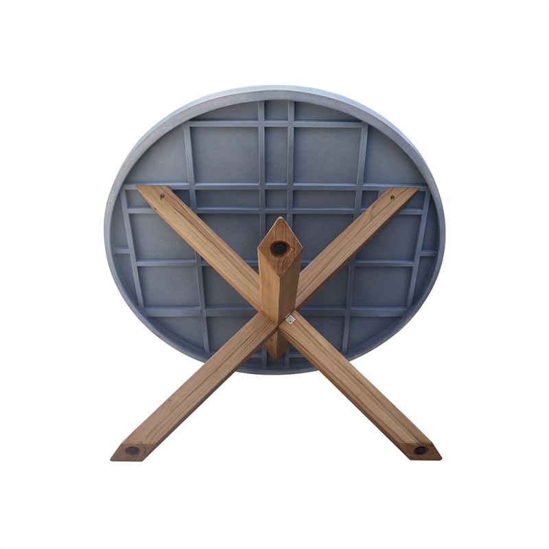 Outdoor Teak Patio Furniture Set with Round Table and 6 Chairs - Natural