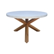 Outdoor Teak Patio Furniture Set with Round Table and 6 Chairs - Natural