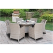 Outdoor Wicker Patio Furniture Set with Round Table and 6 Chairs - Natural