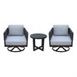 Outdoor Woven Abaca Rope Patio Set with End Table and 2 Swivel Rocking Chairs