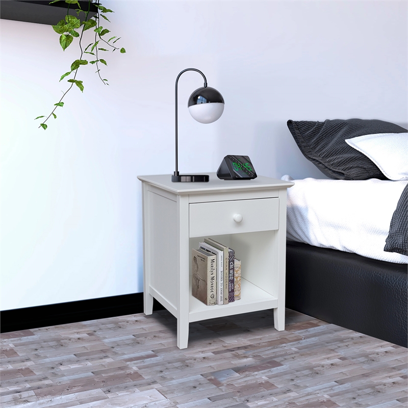 International Concepts Solid Wood Nightstand with 1 Drawer in White