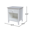 International Concepts Solid Wood Nightstand with 1 Drawer in White