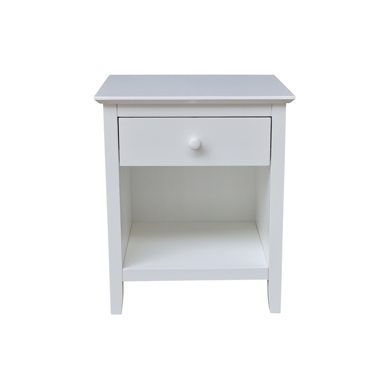 International Concepts Solid Wood Nightstand with 1 Drawer in White