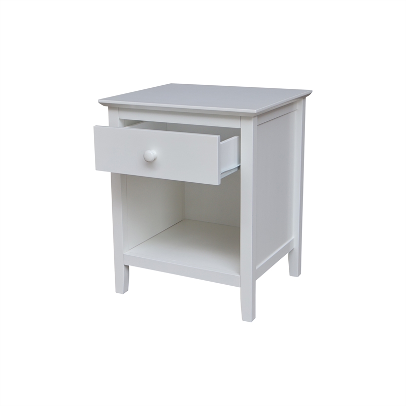 International Concepts Solid Wood Nightstand with 1 Drawer in White