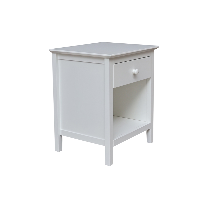 International Concepts Solid Wood Nightstand with 1 Drawer in White