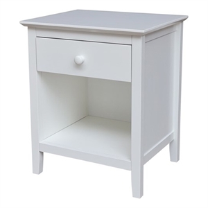 International Concepts Solid Wood Nightstand with 1 Drawer in White