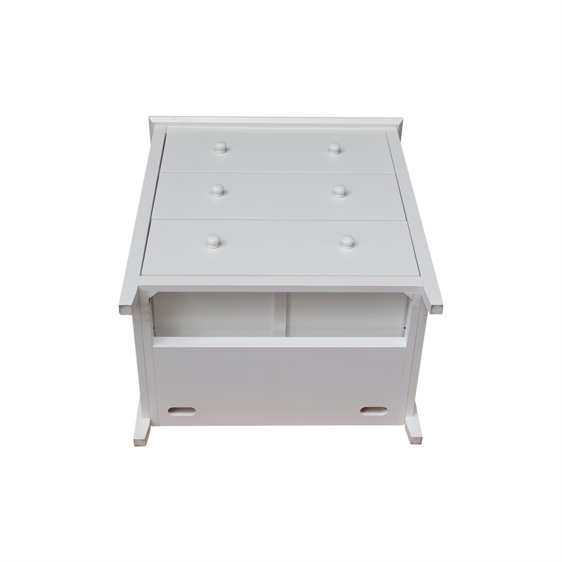 International Concepts Solid Wood Bedroom Dresser/Chest with 3 Drawers in White