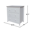 International Concepts Solid Wood Bedroom Dresser/Chest with 3 Drawers in White