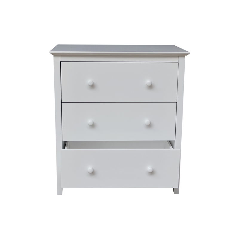 International Concepts Solid Wood Bedroom Dresser/Chest with 3 Drawers in White