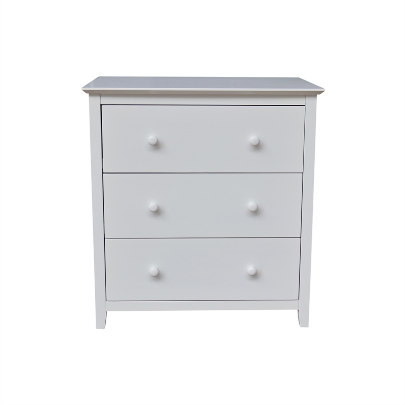 International Concepts Solid Wood Bedroom Dresser/Chest with 3 Drawers in White