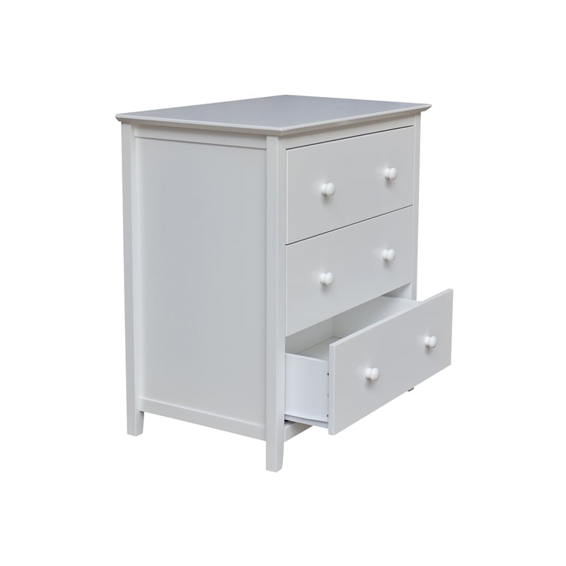 International Concepts Solid Wood Bedroom Dresser/Chest with 3 Drawers in White