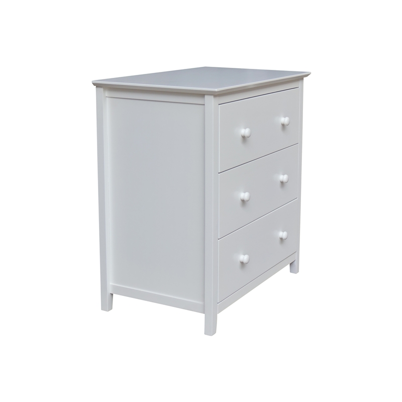 International Concepts Solid Wood Bedroom Dresser/Chest with 3 Drawers in White