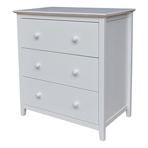 international concepts solid wood bedroom dresser/chest with 3 drawers in white