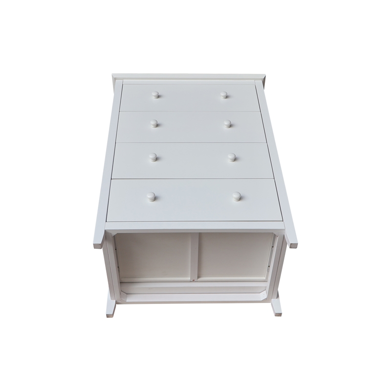 International Concepts Solid Wood Bedroom Dresser/Chest with 4 Drawers in White