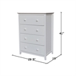 International Concepts Solid Wood Bedroom Dresser/Chest with 4 Drawers in White
