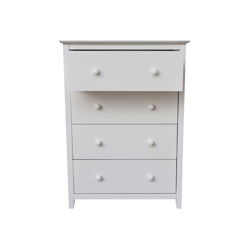 International Concepts Solid Wood Bedroom Dresser/Chest with 4 Drawers in White