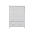 International Concepts Solid Wood Bedroom Dresser/Chest with 4 Drawers in White