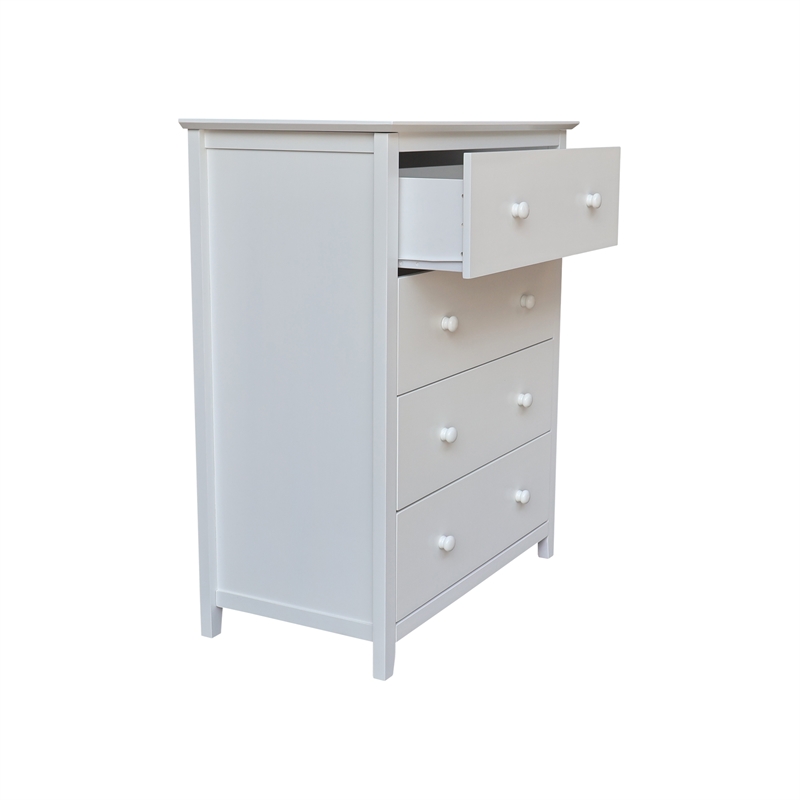 International Concepts Solid Wood Bedroom Dresser/Chest with 4 Drawers in White