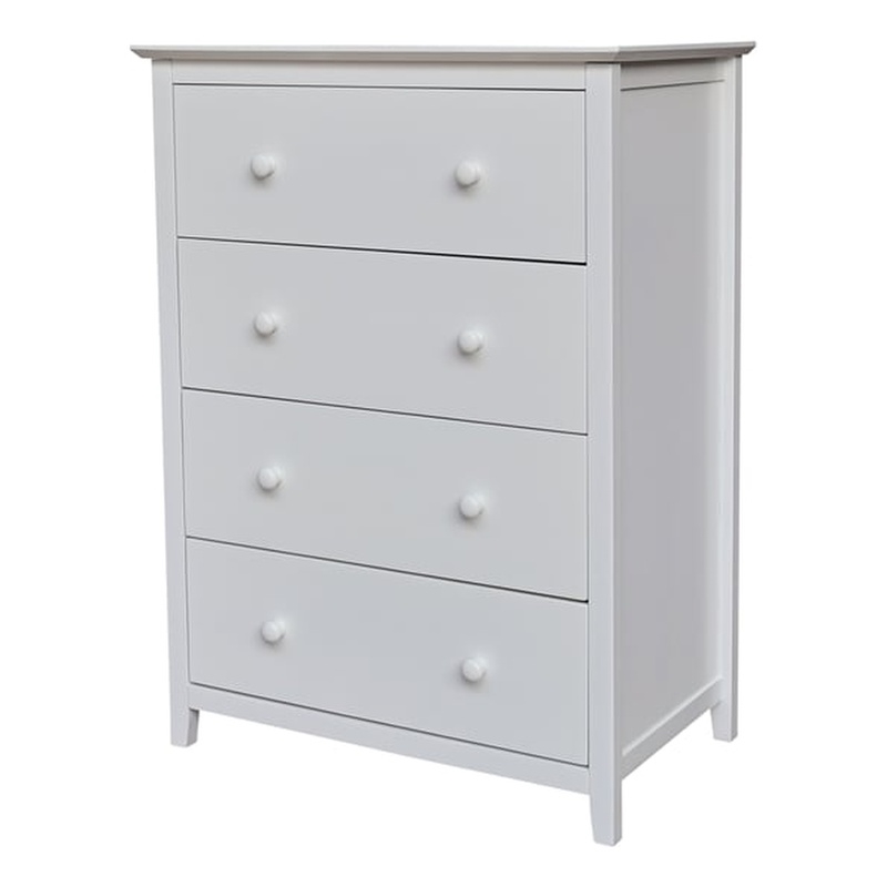International Concepts Solid Wood Bedroom Dresser/Chest with 4 Drawers in White
