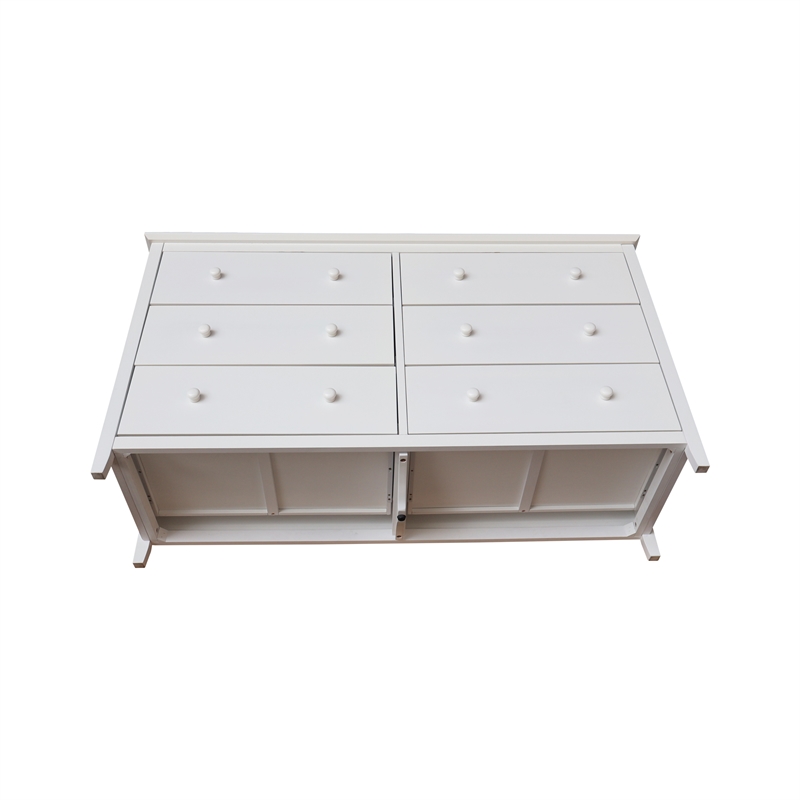 International Concepts Solid Wood Bedroom Dresser with 6 Drawers in White