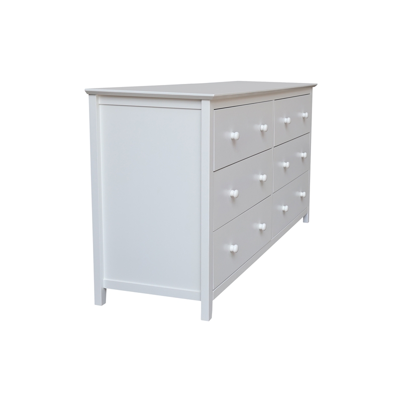International Concepts Solid Wood Bedroom Dresser with 6 Drawers in White