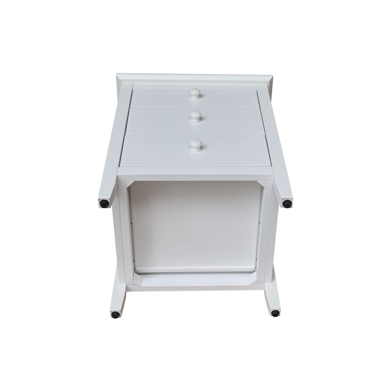 International Concepts Solid Wood Bedroom Nightstand with 3 Drawers in White
