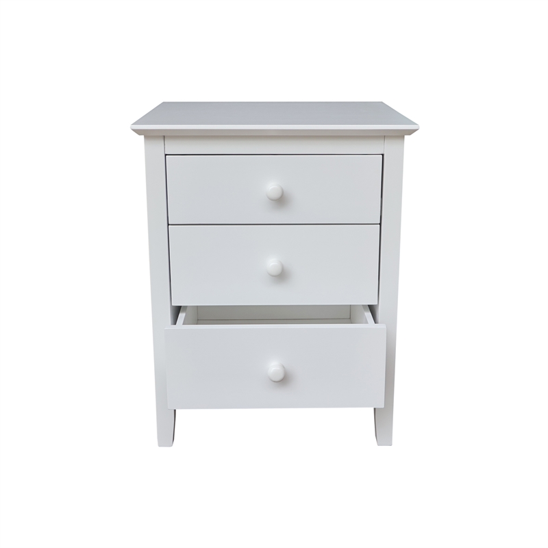 International Concepts Solid Wood Bedroom Nightstand with 3 Drawers in White