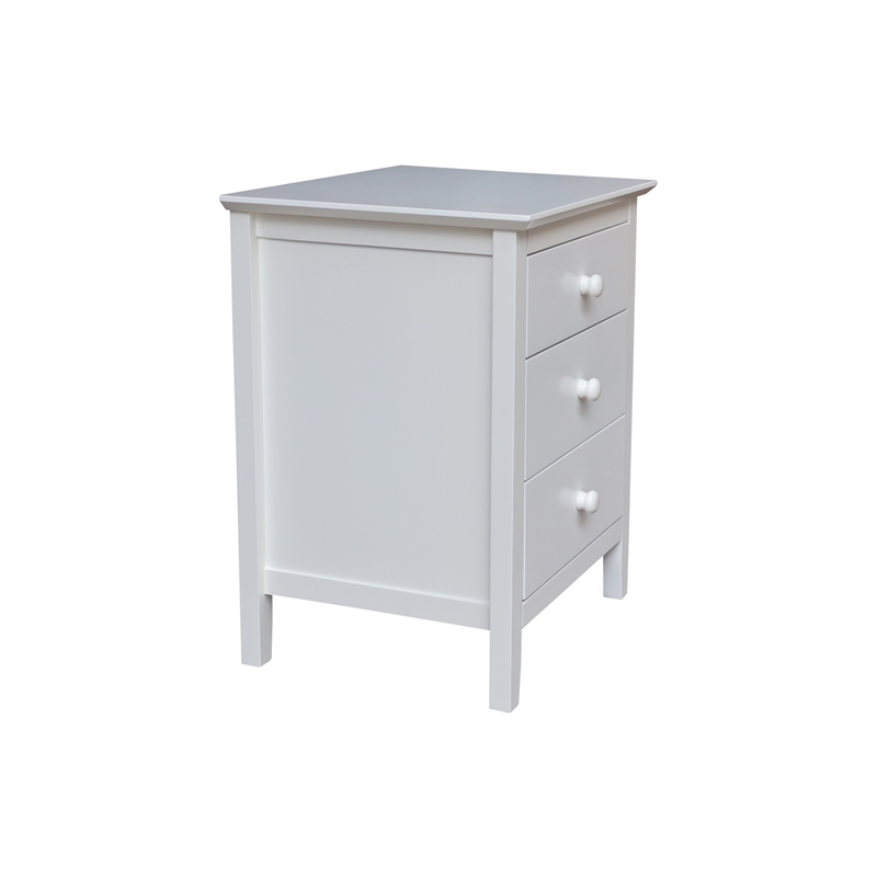 International Concepts Solid Wood Bedroom Nightstand with 3 Drawers in White
