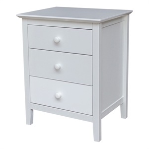 International Concepts Solid Wood Bedroom Nightstand with 3 Drawers in White