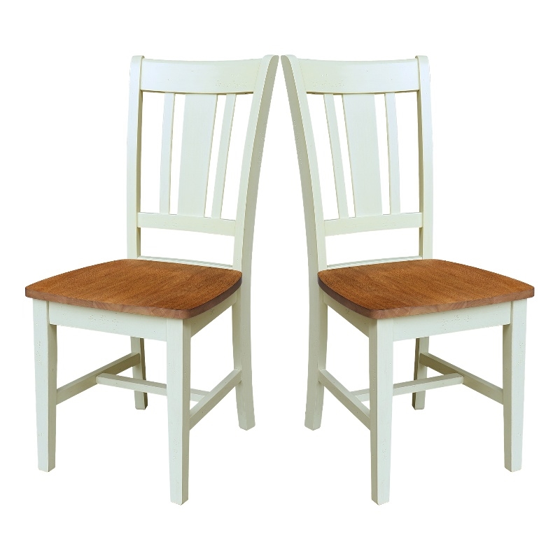 International Concepts Set of Two SplatBack Dining Chairs Hickory and Shell