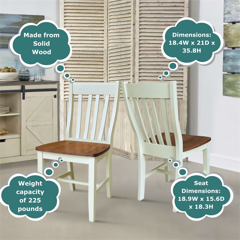 International Concepts Set of Two Cafe Dining Chairs Hickory and Shell