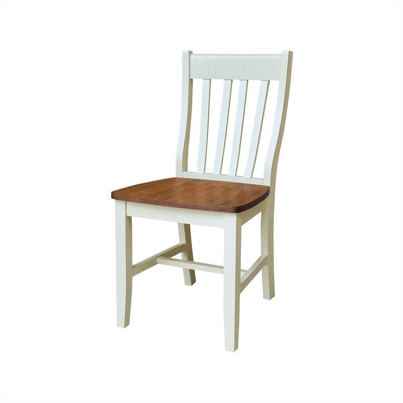 International Concepts Set of Two Cafe Dining Chairs Hickory and Shell