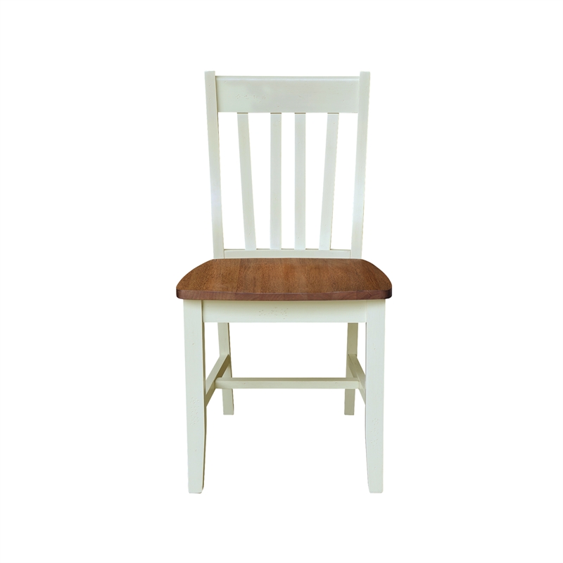 International Concepts Set of Two Cafe Dining Chairs Hickory and Shell