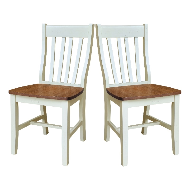 International Concepts Set of Two Cafe Dining Chairs Hickory and Shell
