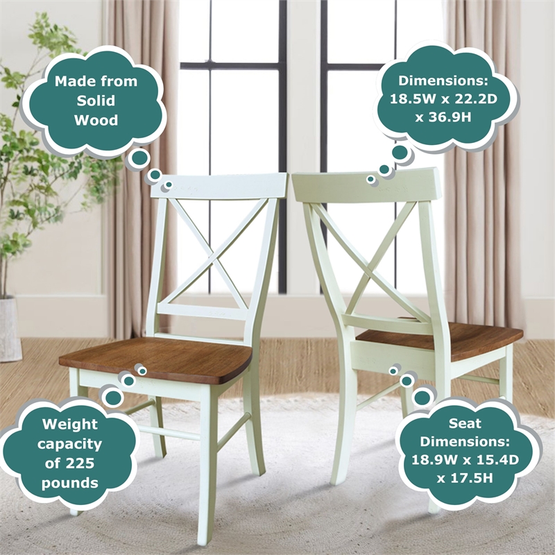 International Concepts Set of Two X-Back Dining Chairs Hickory and Shell