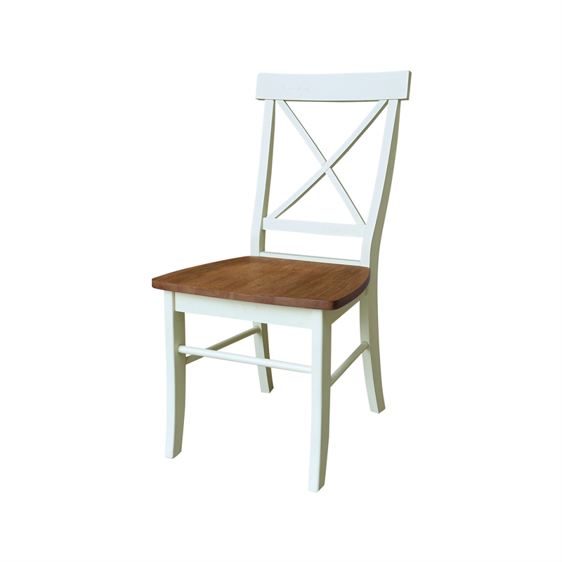 International Concepts Set of Two X-Back Dining Chairs Hickory and Shell