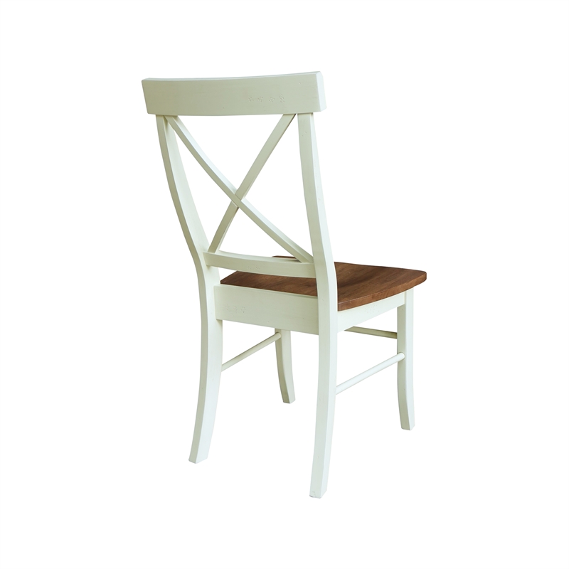International Concepts Set of Two X-Back Dining Chairs Hickory and Shell