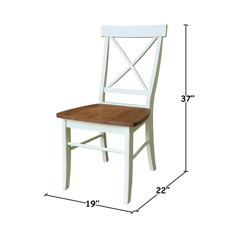 International Concepts Set of Two X-Back Dining Chairs Hickory and Shell