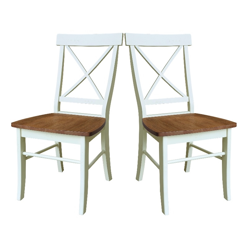 International Concepts Set of Two X-Back Dining Chairs Hickory and Shell