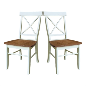 International Concepts Set of Two X-Back Dining Chairs Hickory and Shell