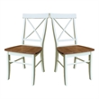 International Concepts Set of Two X-Back Dining Chairs Hickory and Shell