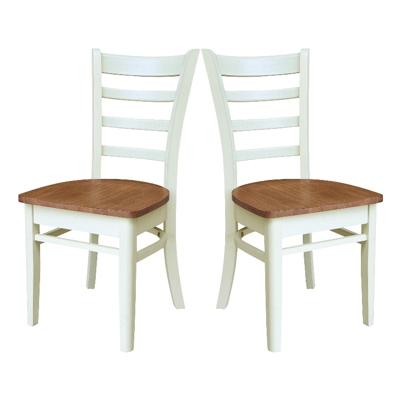 International Concepts Set of Two Emily Side Chairs Hickory and Shell