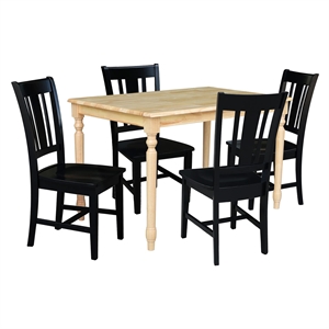 International Concepts 30x48 Solid Wood Dining Table with 4 Chairs in Natural