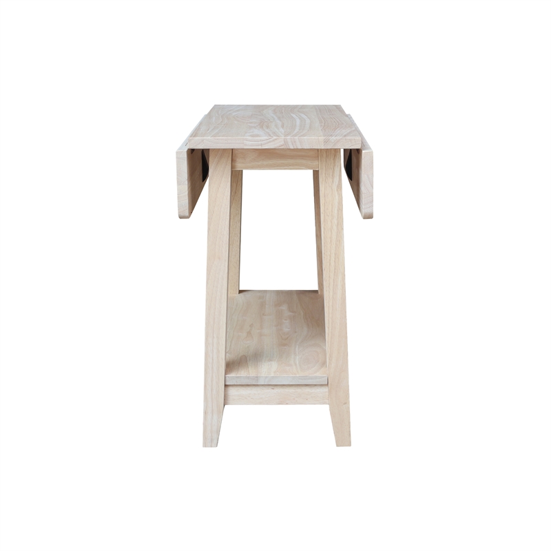 International Concepts Solid Wood Square Drop Leaf Side Table Unfinished