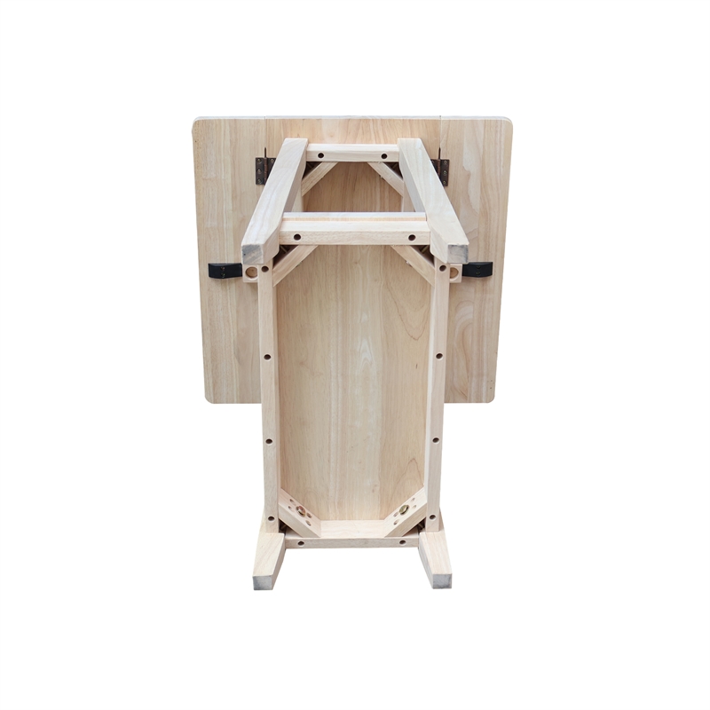International Concepts Solid Wood Square Drop Leaf Side Table Unfinished