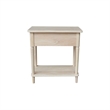 International Concepts Solid Wood Narrow Side Table Unfinished